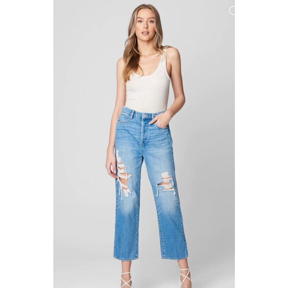 NWT Blank NYC The Baxter Rib Cage Straight Leg Distressed Jean